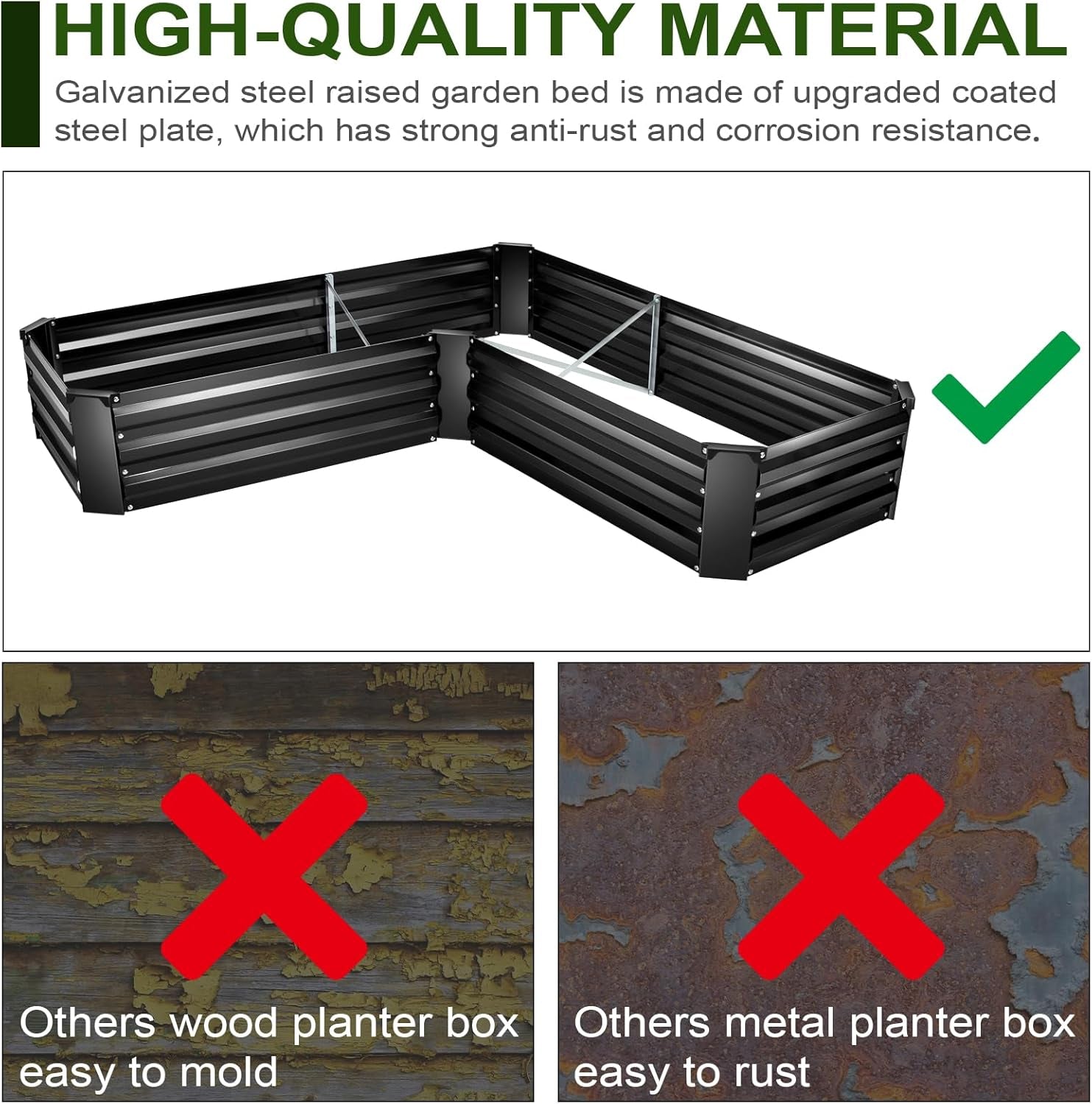 Raised Bed Garden Bed Kit, 5x5x1ft Galvanized Planter Tall Raised Garden Boxes Outdoor, Large Metal Raised Garden Beds for Vegetables, Flowers, Herbs