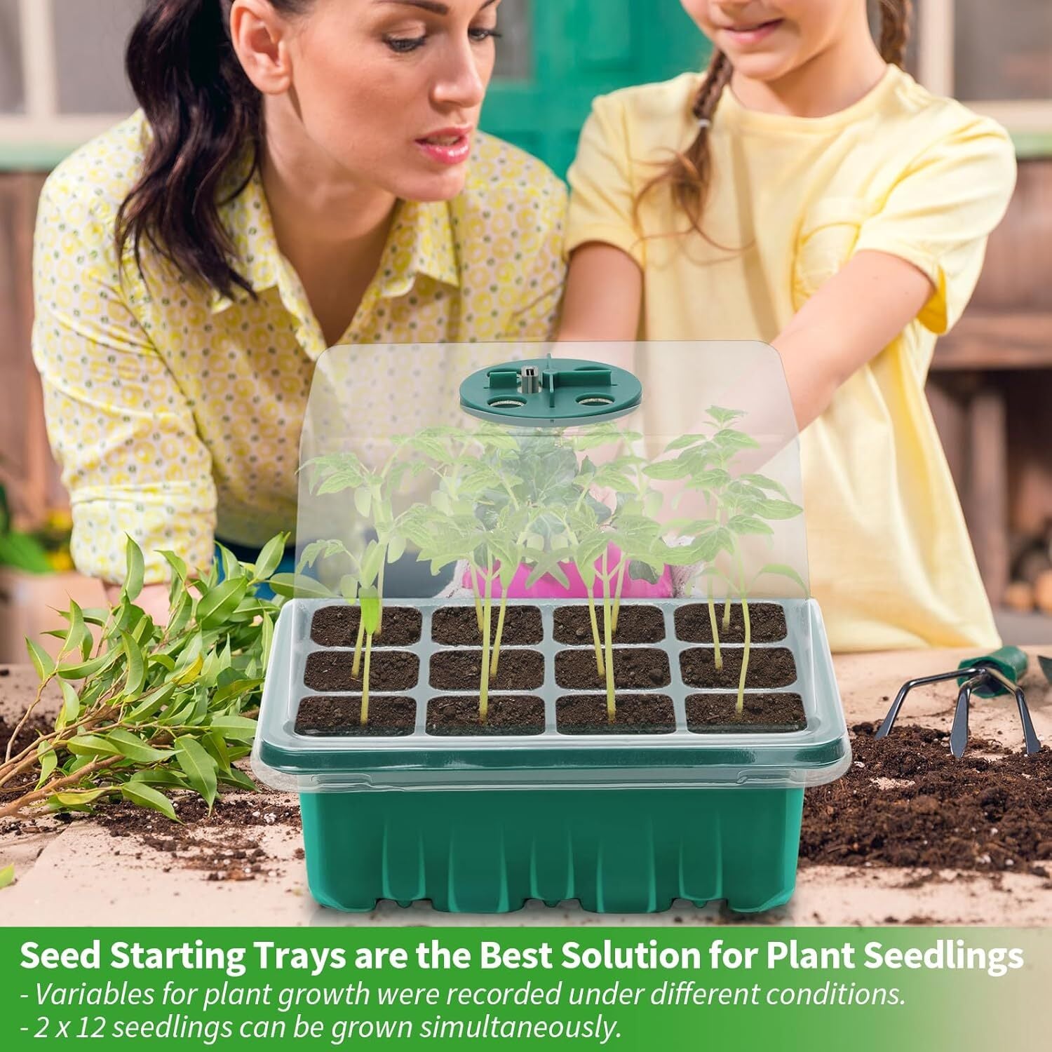 Seed Starter Tray with Plant Light, 4 Pack Grow Lights for Seed Starting Kit wit