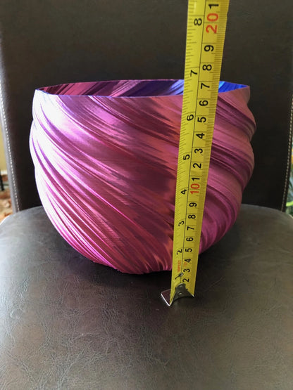 Large Twisted Flowerpot for Plants of all kinds (Dual Gold and Blue color) - 8" Diameter by 6" Tall Colorful Planter Modern Planter
