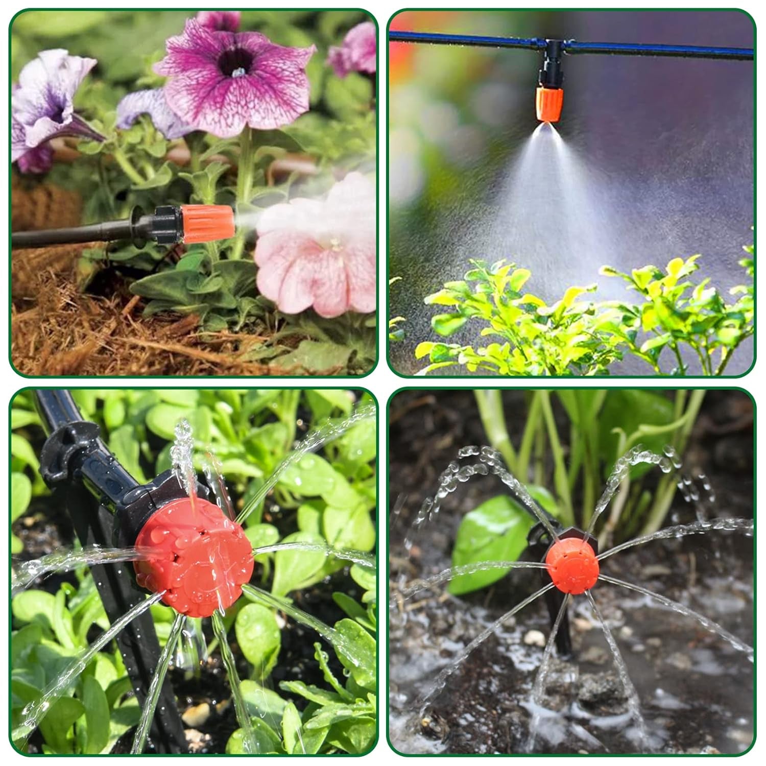 Drip Irrigation Kit, 50ft Irrigation System for Garden with 1/4" Irrigation Tubing DIY Saving Water Automatic Watering System for Garden, Greenhouse, Flower Bed, Patio, Lawn