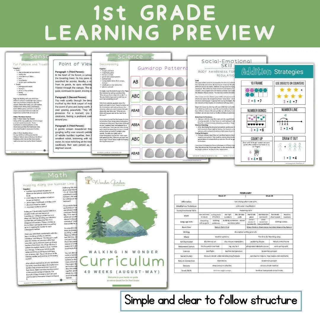 Nature-based First Grade Homeschool Curriculum: Secular, Whole-child focus, Hands-on
