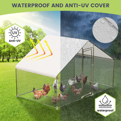20FTx10FT Walk-in Chicken Coop Poultry Cage Hutches Pet House Chicken Run Cover