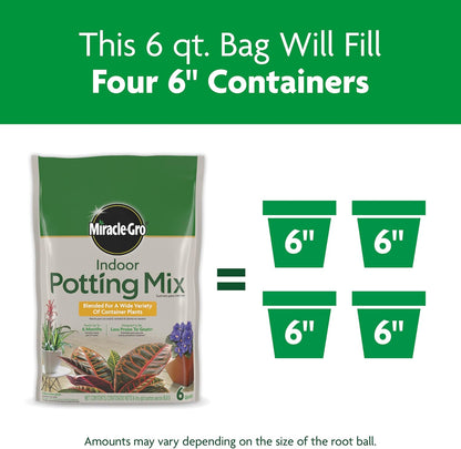 Indoor Potting Mix, Blended for a Variety of Houseplants, Feeds for up to 6 Months, 6 qt., 2-Pack