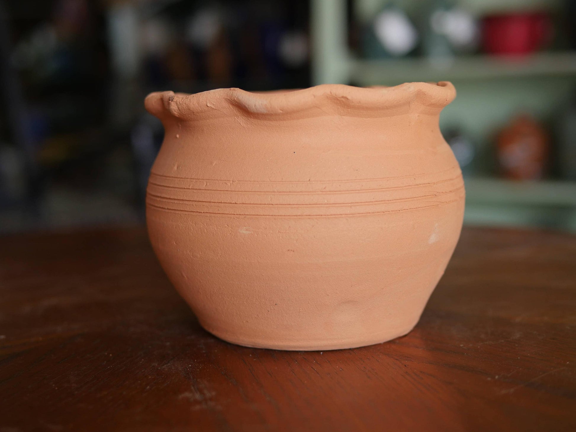 Craven Pottery Fluted 1 Quart Terracotta Jardiniere Pot Red Clay Planter