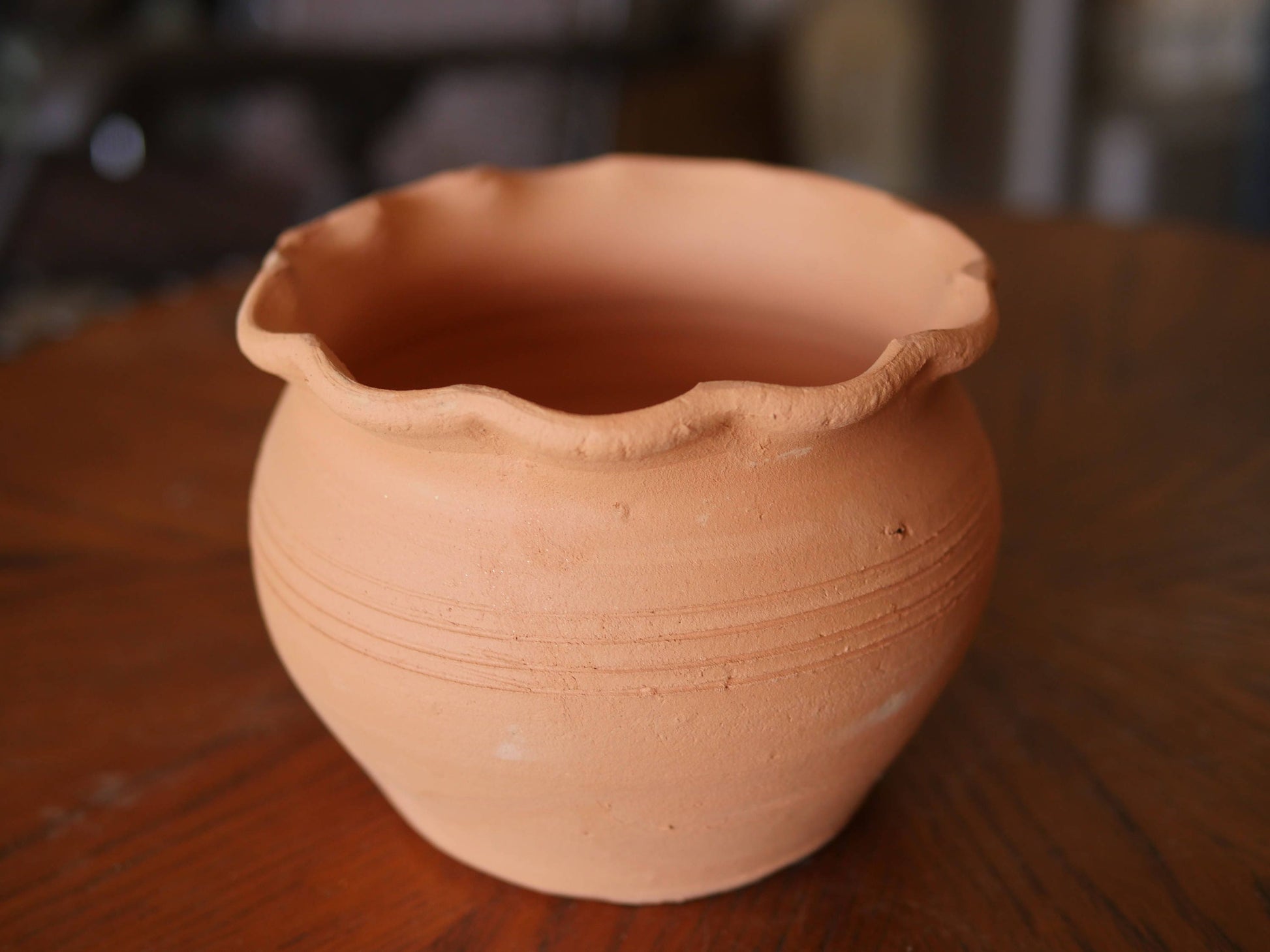Craven Pottery Fluted 1 Quart Terracotta Jardiniere Pot Red Clay Planter