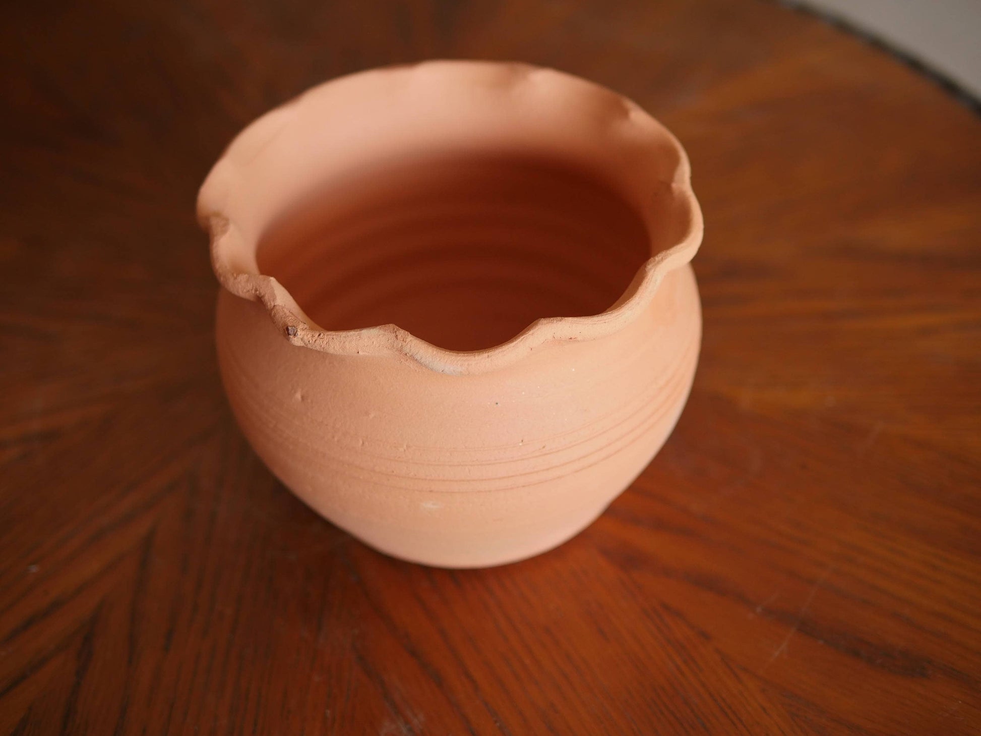 Craven Pottery Fluted 1 Quart Terracotta Jardiniere Pot Red Clay Planter