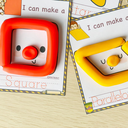 Shapes Play Dough Mats Visual Cards Montessori Toddler Activities Printable Play Doh Mats Homeschool Kindergarten Pre-K Curriculum