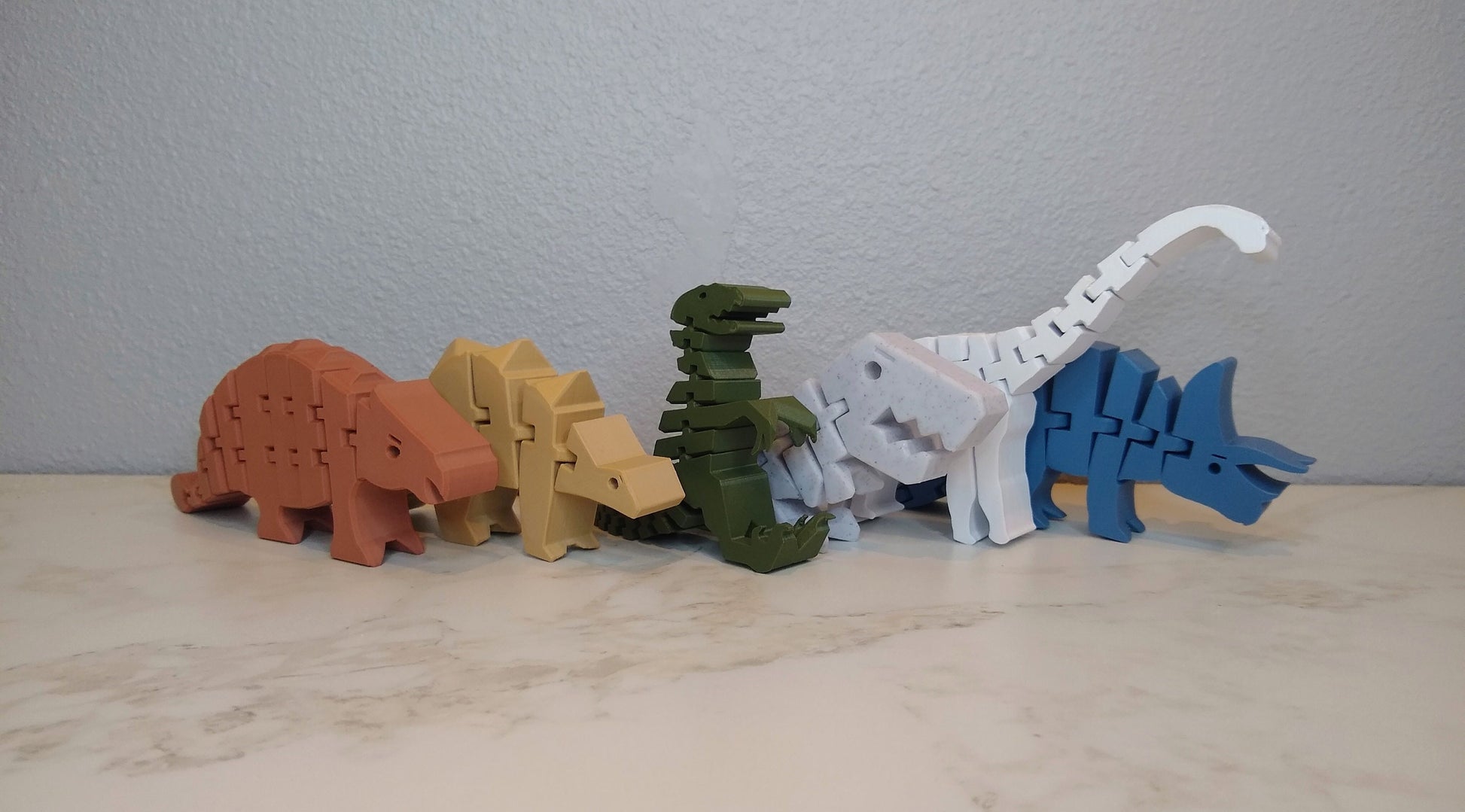 Flexible Dinosaur Toy Set: 3D Printed Montessori Sensory Toy