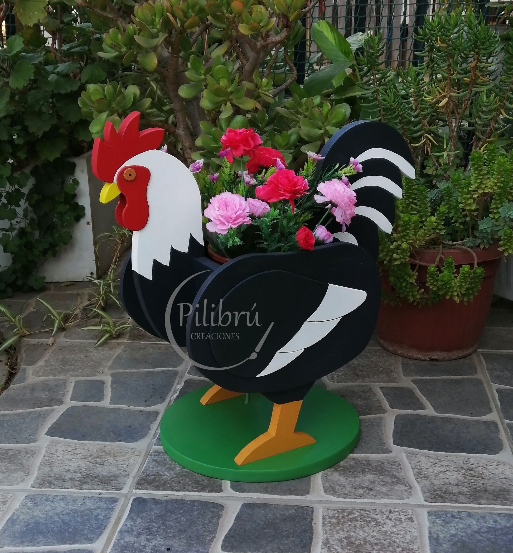 Rooster planter, Scroll saw pattern, Diy, garden ornament, rooster, planter box, jig saw, digital file, SVG, DXF, PDF