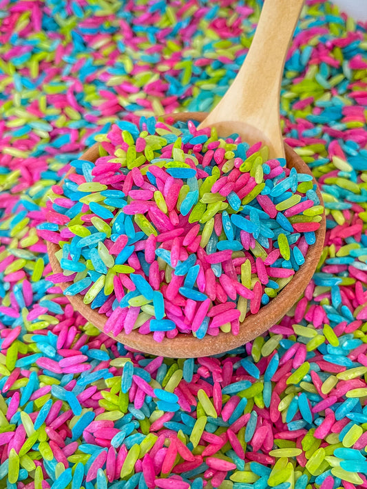 Summer Sensory Rice, Sensory Bin Filler, Colored Rice, Sensory Play, Bright Sensory Bin Filler, Taste Safe, Montessori