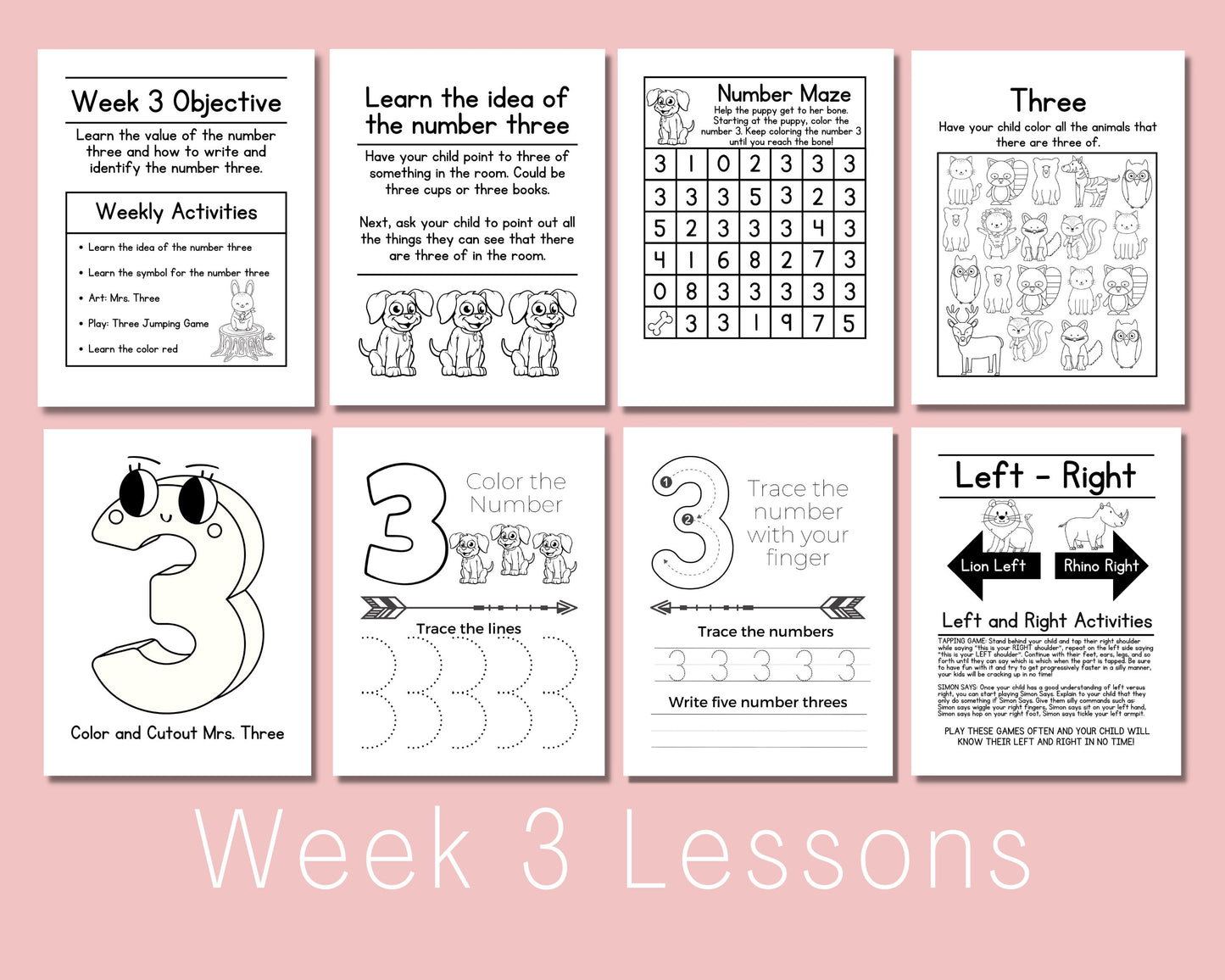 Preschool Curriculum Printable for Homeschool, teach letters, numbers, colors and phone number at home program