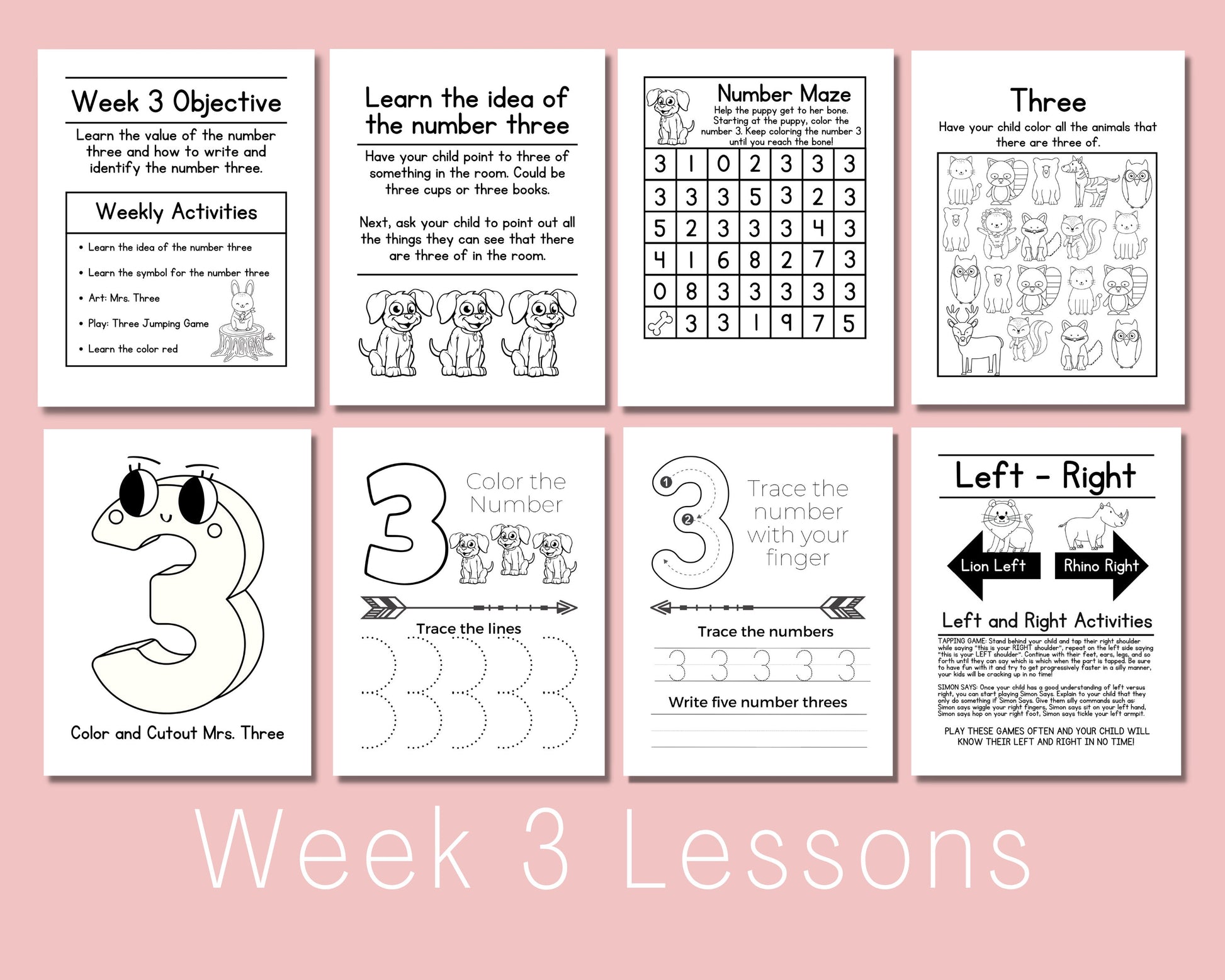 Preschool Curriculum Printable for Homeschool, teach letters, numbers, colors and phone number at home program