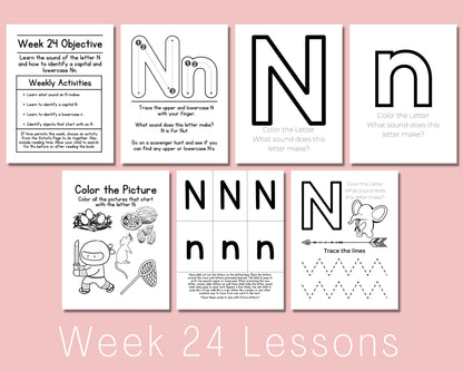 Preschool Curriculum Printable for Homeschool, teach letters, numbers, colors and phone number at home program