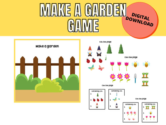 Garden Printable for Kids, Busy Binder Printable, Busy Book Game, Printable Game for Preschool, PDF Pretend Play Educational File Printable