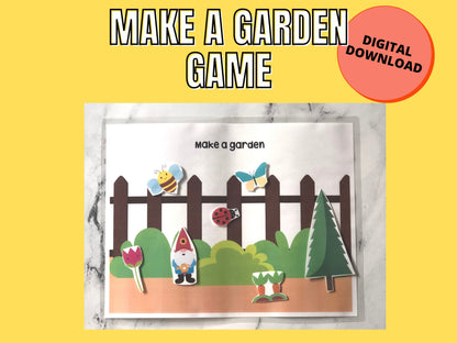 Garden Printable for Kids, Busy Binder Printable, Busy Book Game, Printable Game for Preschool, PDF Pretend Play Educational File Printable
