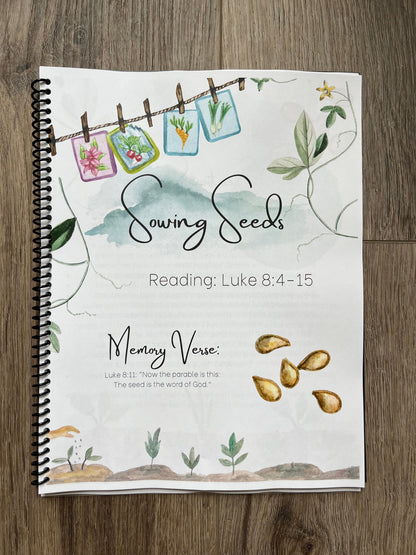 Garden unit study, Gospel for kids, unit study, Garden school, homeschool curriculum, nature study, morning basket, nature school unit study