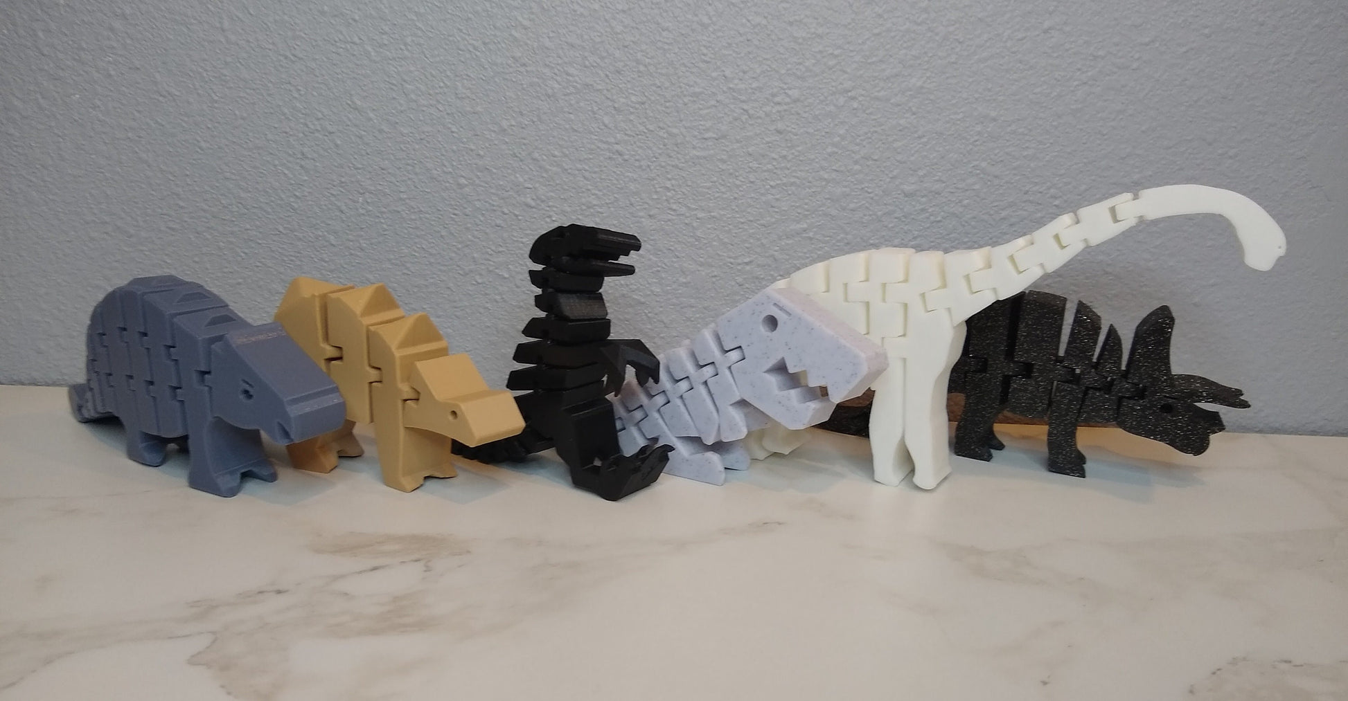 Flexible Dinosaur Toy Set: 3D Printed Montessori Sensory Toy