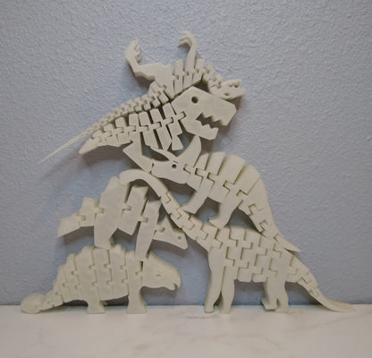 Flexible Dinosaur Toy Set: 3D Printed Montessori Sensory Toy