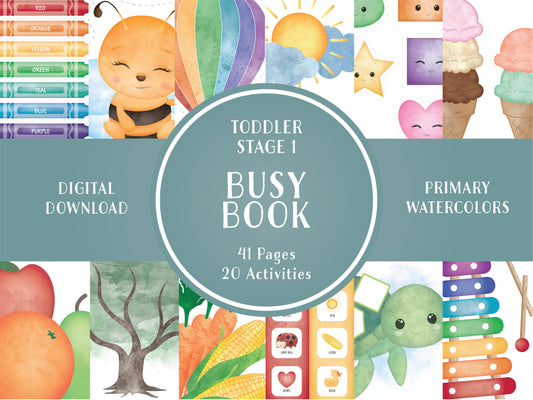 Busy Book Printable Toddler Activities Montessori Homeschool Resources Preschool Pre-K Kids Learning Materials