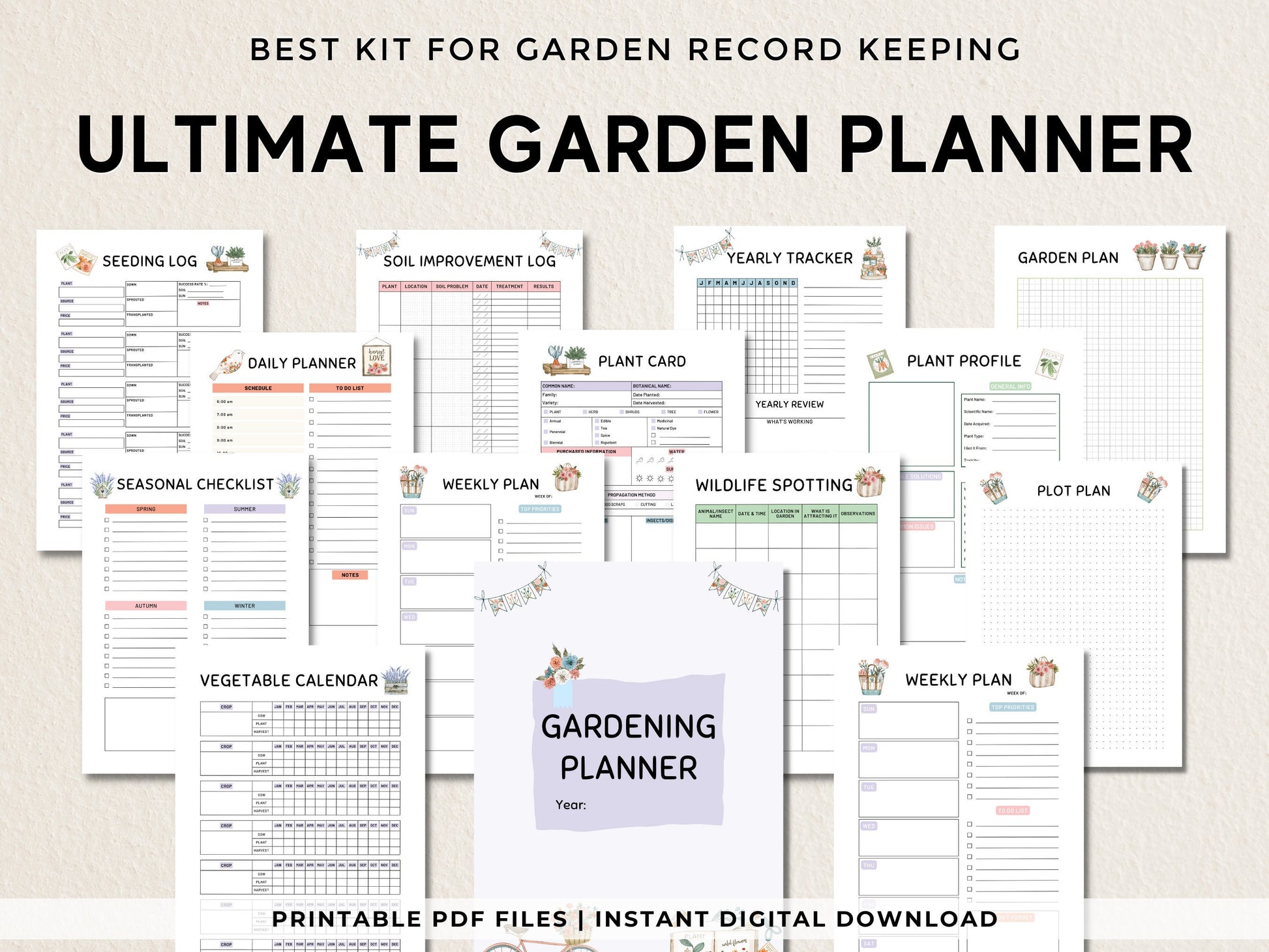 Gardening Planner Printable, Garden Planner, Plant Planner, Garden Journal, Garden Organizer, Plants Records, Gardening Logbook, A4, Letter