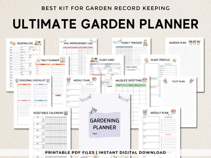 Gardening Planner Printable, Garden Planner, Plant Planner, Garden Journal, Garden Organizer, Plants Records, Gardening Logbook, A4, Letter