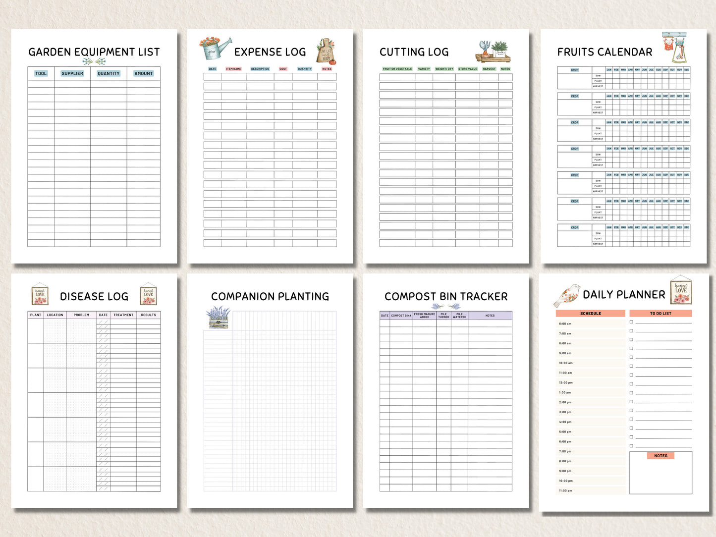 Gardening Planner Printable, Garden Planner, Plant Planner, Garden Journal, Garden Organizer, Plants Records, Gardening Logbook, A4, Letter