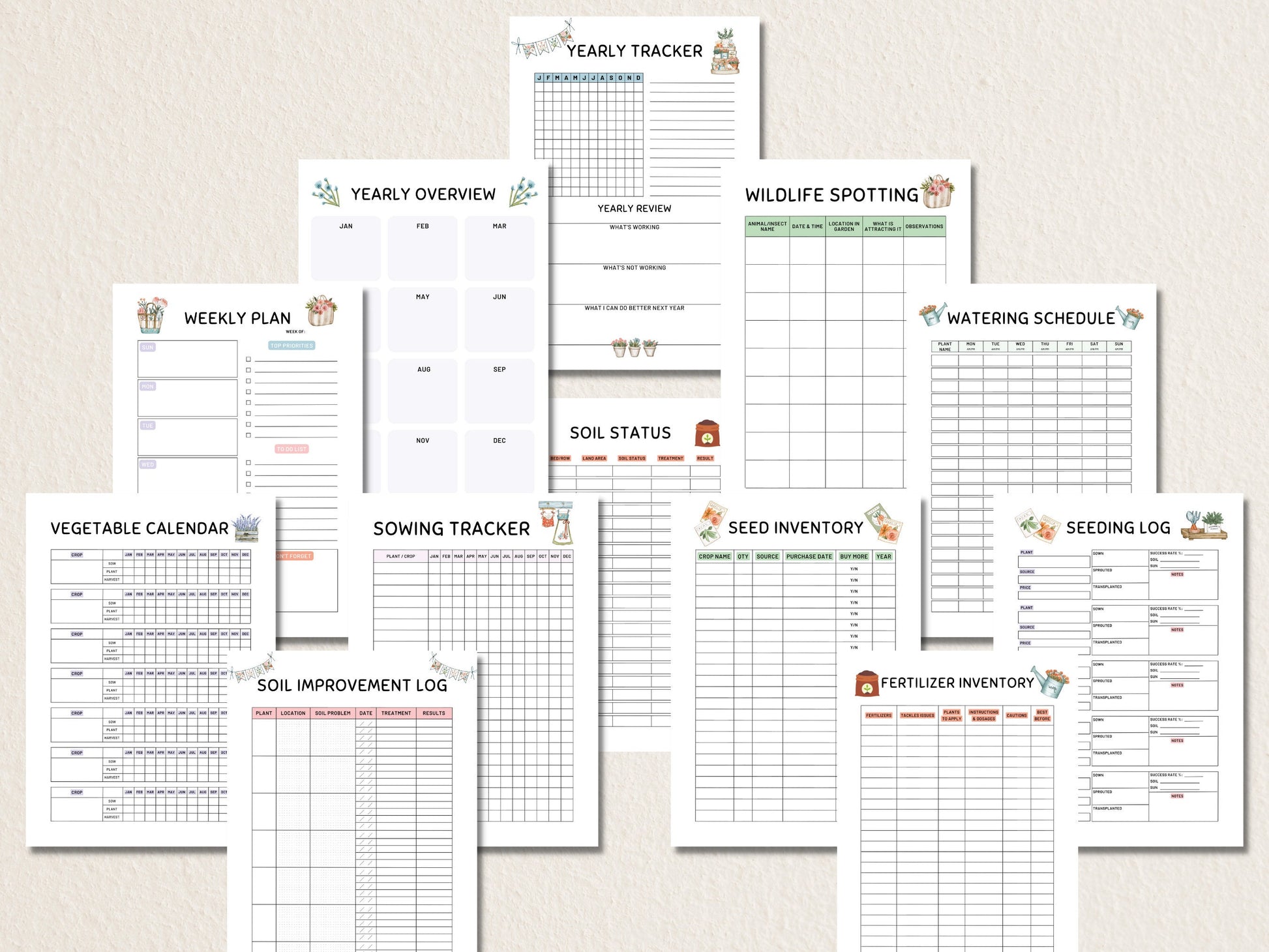 Gardening Planner Printable, Garden Planner, Plant Planner, Garden Journal, Garden Organizer, Plants Records, Gardening Logbook, A4, Letter