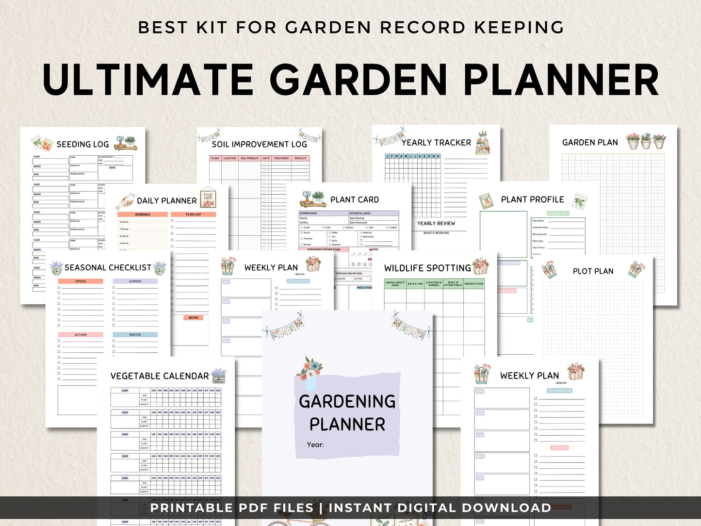 Gardening Planner Printable, Garden Planner, Plant Planner, Garden Journal, Garden Organizer, Plants Records, Gardening Logbook, A4, Letter