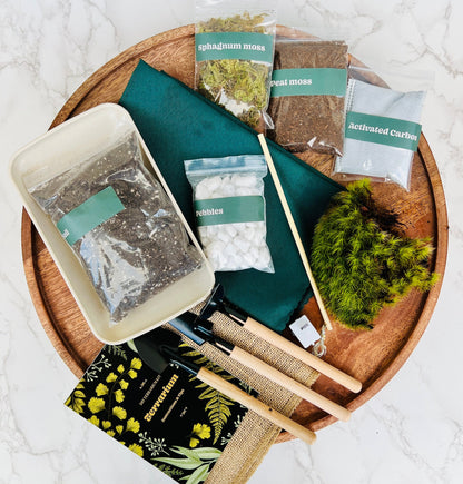 Complete Closed terrarium kit with live plants and live moss, bioactive terrarium, sealed terrarium kit / science kit for kids, mothers day