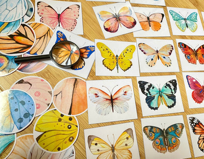 Butterfly Pattern Matching Cards, Montessori Materials, Preschool Printable, Homeschool Learning, Kindergarten Activity