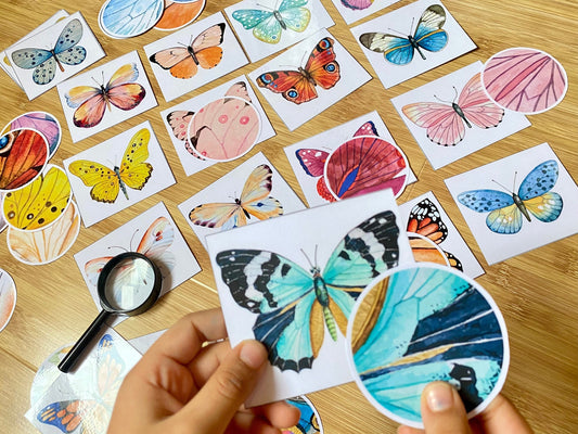 Butterfly Pattern Matching Cards, Montessori Materials, Preschool Printable, Homeschool Learning, Kindergarten Activity