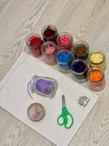 Yarn Snipping Activity -Montessori Practical life Activity - Yarn Cutting Activity