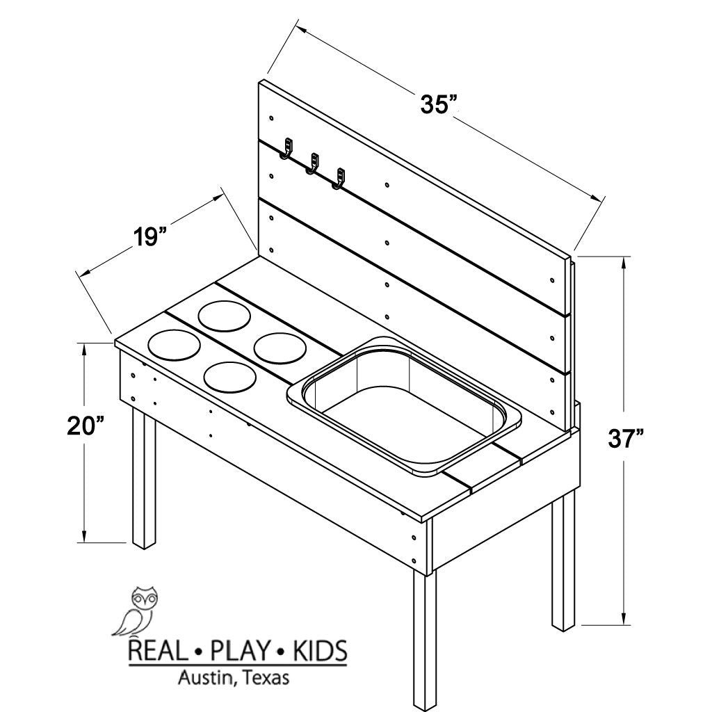 Outdoor cedar mud kitchen sensory play table – photo 5