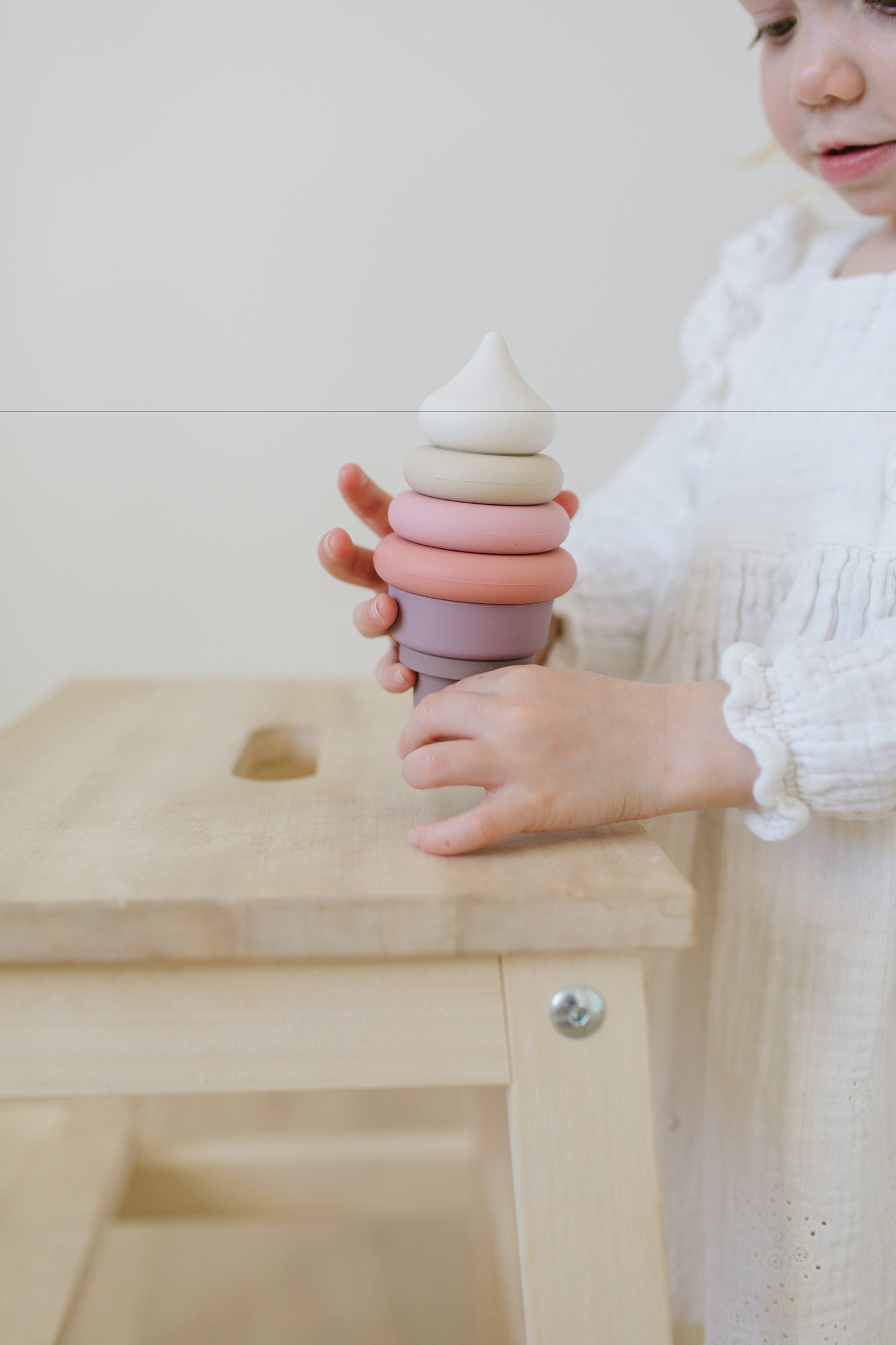Silicone Stacking Ice Cream Toy - Safe Multipurpose Montessori Baby Beach Toys , Play toys  | Fun Baby Shower Gift for New Mom & Dad