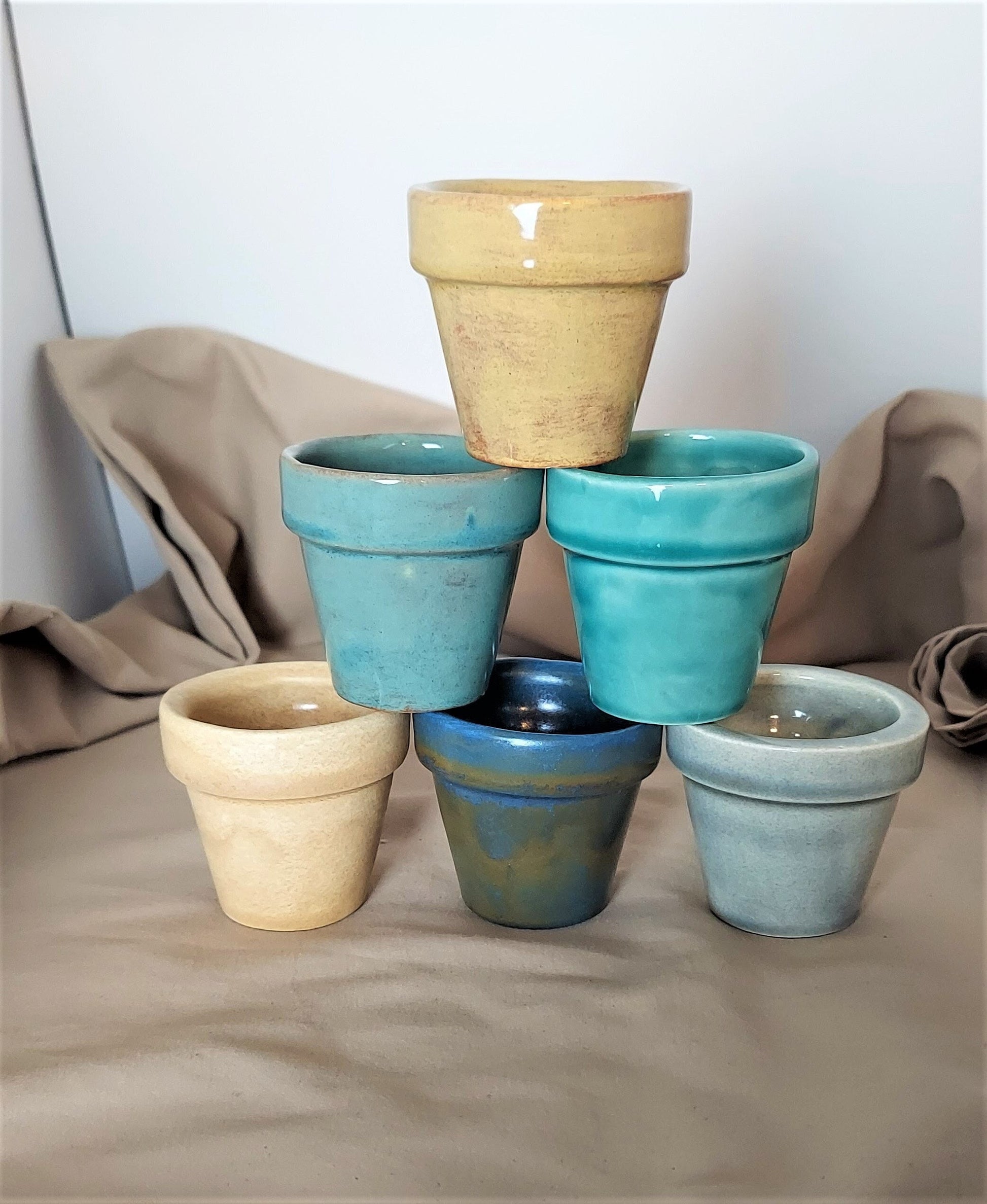 Small Ceramic Pots / 2 inch Flower Pot / Leaf Starter / Seed / Cuttings / Windowsill / Tiny Planters / Plant Lover Gift / Cactus / Air Plant