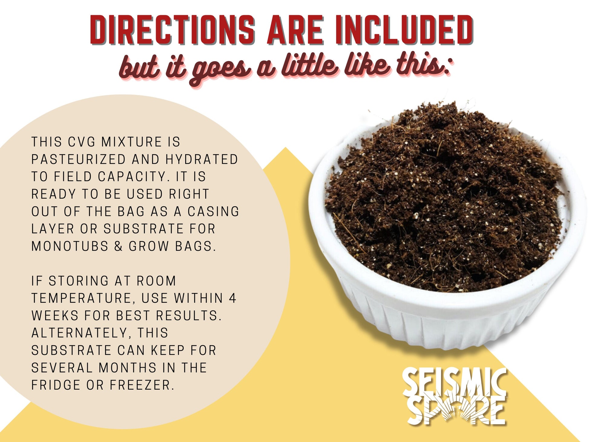 Seismic Spore CVG Mushroom Substrate: Coir, Vermiculite, Gypsum Mix - 5 lbs