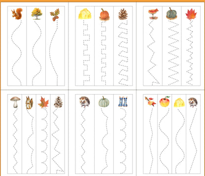AUTUMN/FALL Cutting Strips, Scissor Practice, Preschool printable, Homeschool activity
