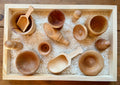 Wooden sensory bin tool set with birch bowls, scoops and peg people – photo 2