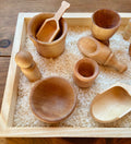 Wooden sensory bin tool set with birch bowls, scoops and peg people – photo 3