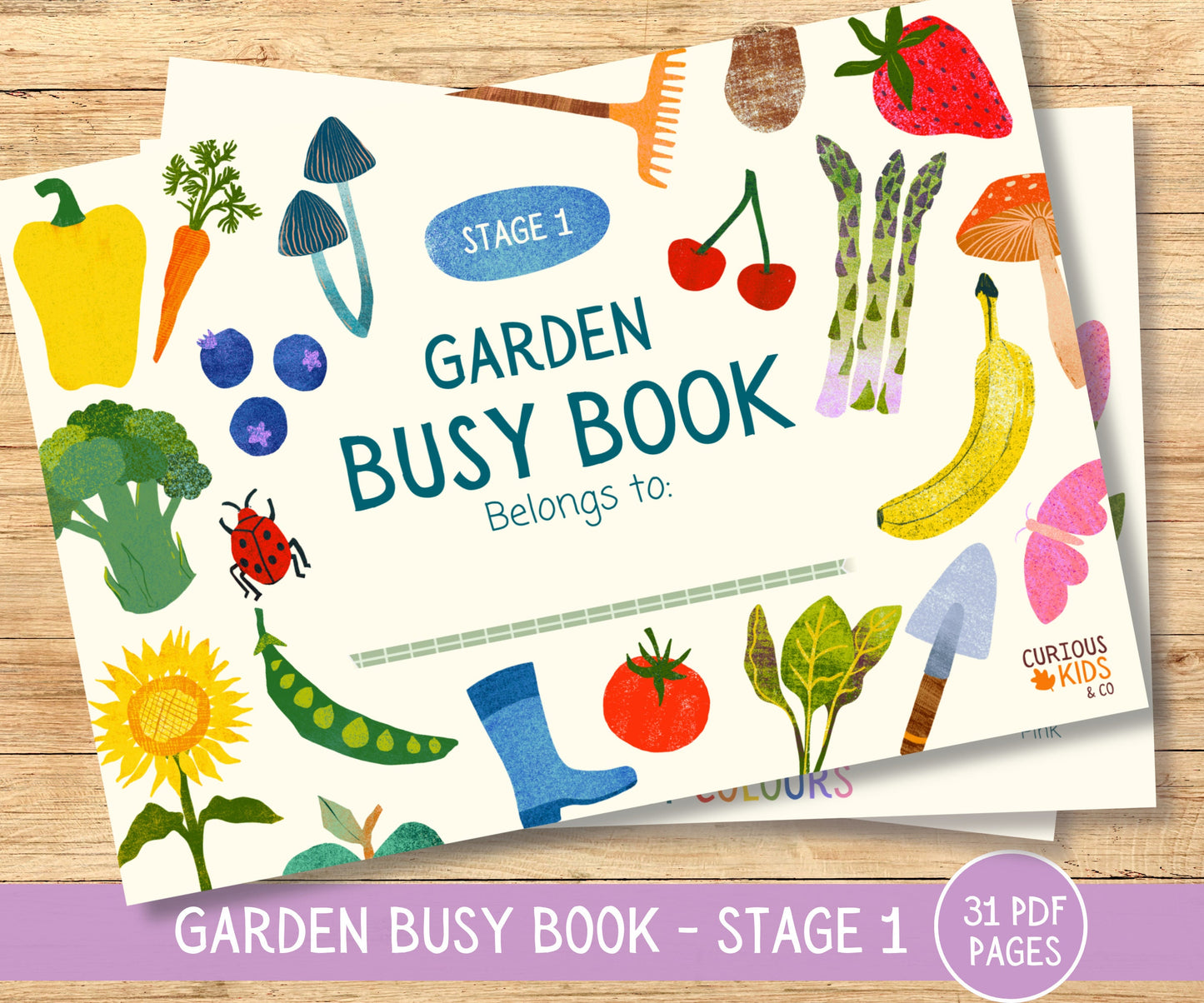 Spring Garden Busybook Printable Quiet books Toddler Activities Morning Busy Book Montessori Homeschool Resources Preschool Pre-K Kids Gift