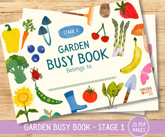 Spring Garden Busybook Printable Quiet books Toddler Activities Morning Busy Book Montessori Homeschool Resources Preschool Pre-K Kids Gift