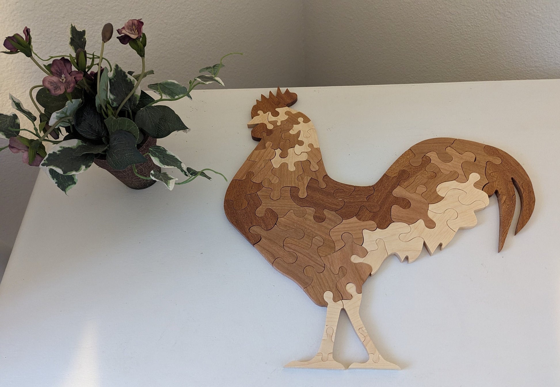 49 Piece Real Wood Rooster Puzzle - Rousie