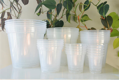 6", 7", 8", 9", 10", 12" Clear Nursery Pots Plastic Round Transparent Planter with Drainage for Indoor Plants Alocasia Hoya Monstera Philo