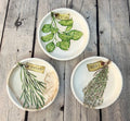 Handcrafted Terracotta pots with Herb inspired decoupage design