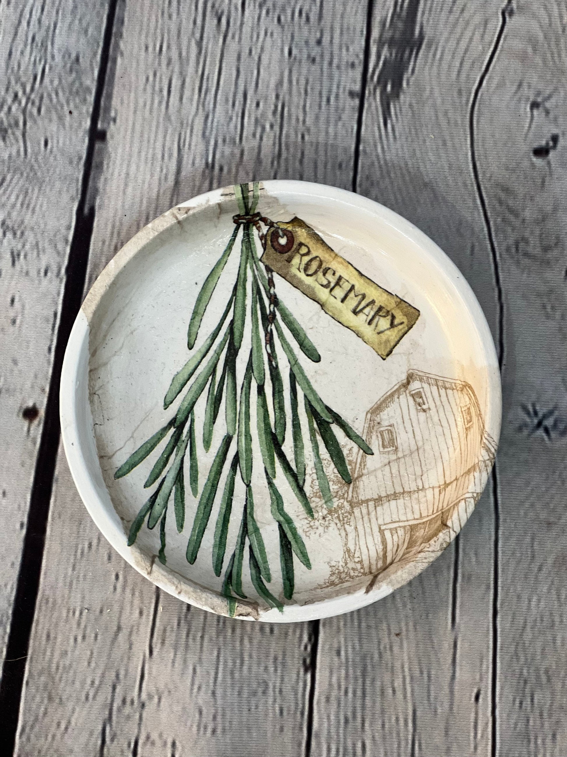 Handcrafted Terracotta pots with Herb inspired decoupage design