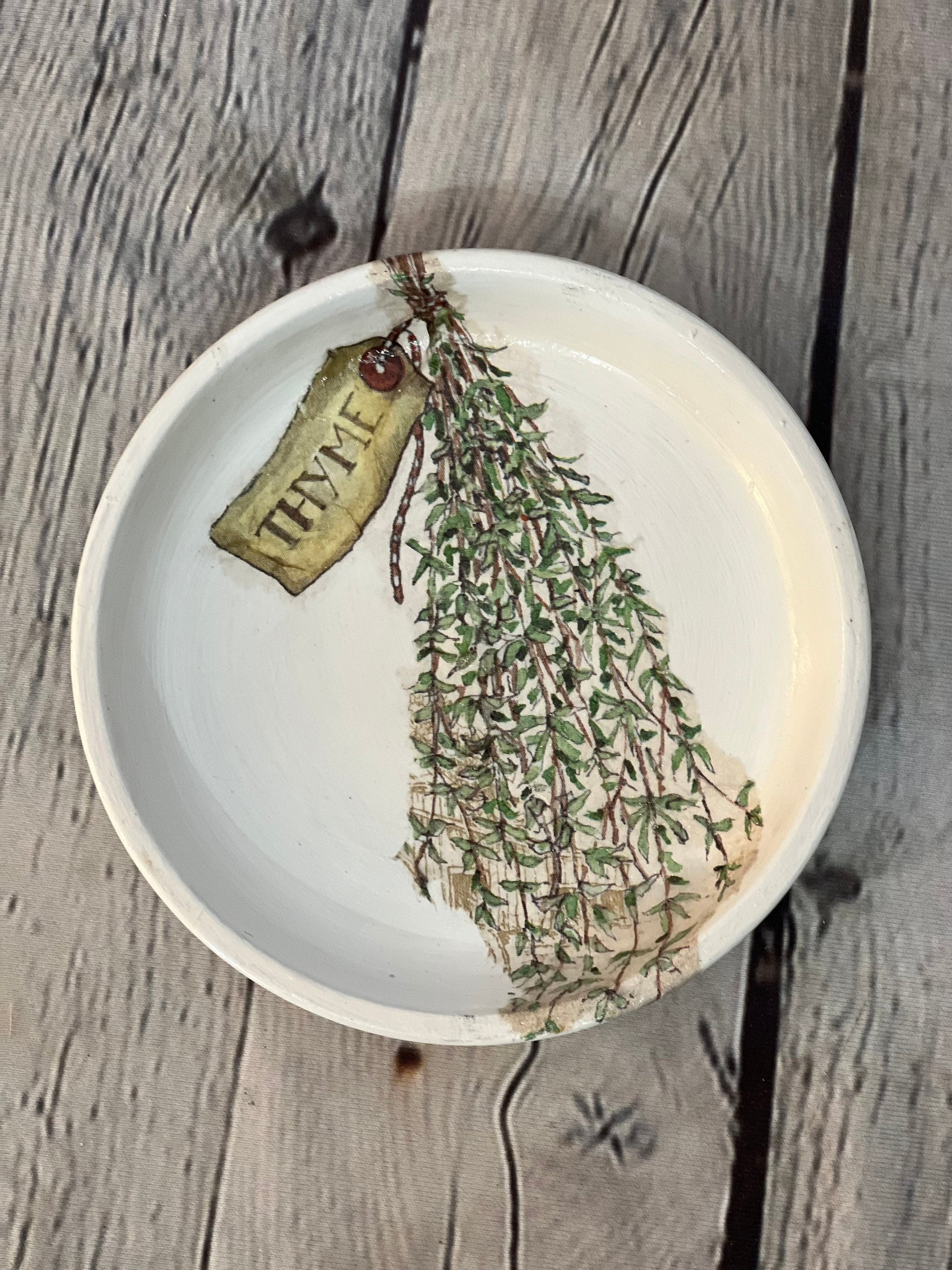 Handcrafted Terracotta pots with Herb inspired decoupage design