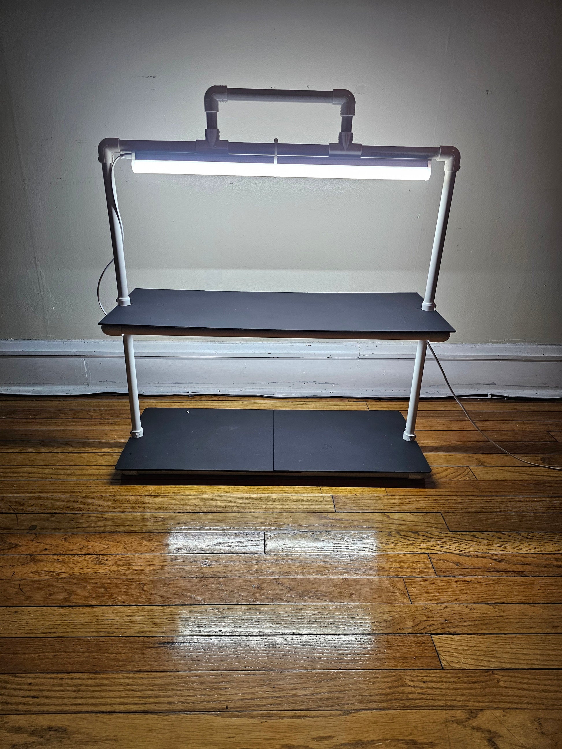 LED Grow Light Plant Stand with two Shelves & Two 10 W Full-Spectrum Light Bars for Seed Starting