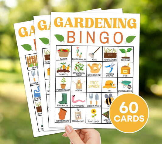 60 Gardening Bingo Cards Printable Game, Gardening Club Bingo Activity Kids Game, Spring Bingo Cards for Kids, Garden Party Bingo Board Game