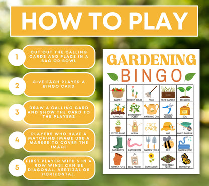 60 Gardening Bingo Cards Printable Game, Gardening Club Bingo Activity Kids Game, Spring Bingo Cards for Kids, Garden Party Bingo Board Game