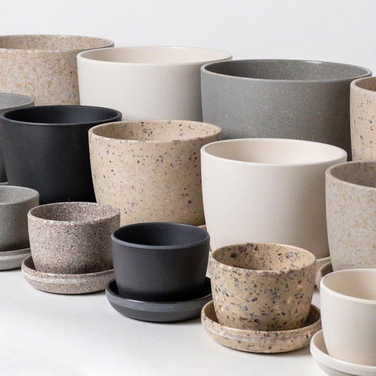 3 Set Planter Pots | Plant Pot with Drainage Hole & Saucers | Indoor Planter | Flower Pot | Minimalistic Plant Pot | Recycled Planter Pot
